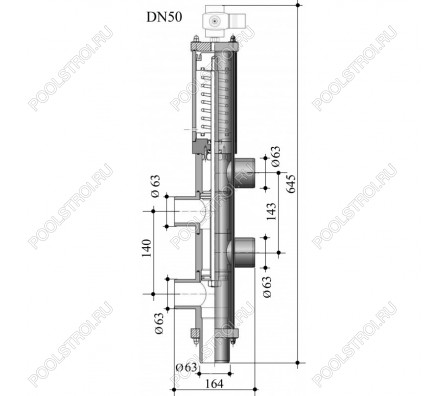 Вентиль Besgo 5-ти поз. DN 50/Ø 63 мм. 140 мм. с электромагн. кл-ном 230В